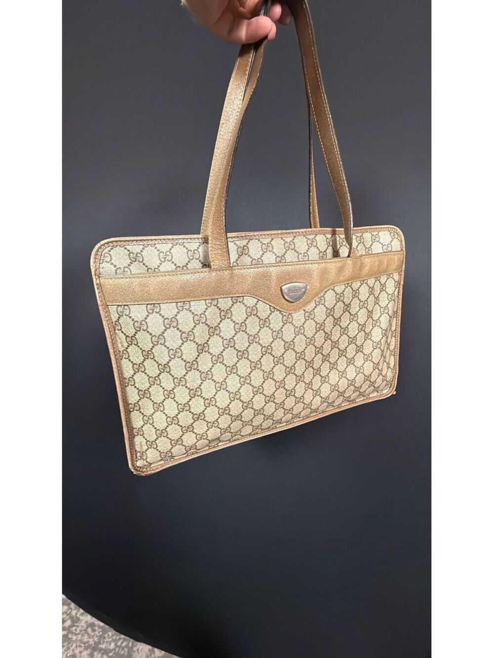 Gucci Vintage Micro GG Monogram Portfolio Tote Bag